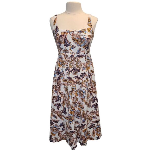 NWT Old Navy Fit & Flare Linen Blend Cami Cream Floral Dress S Petite - Picture 1 of 15